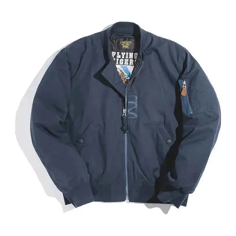 Maden Retro MA1 Bomber Jacket Thickened Splicing Baseball Flight Coat With Inner Pocket Mens Winter Cotton Padded Coat