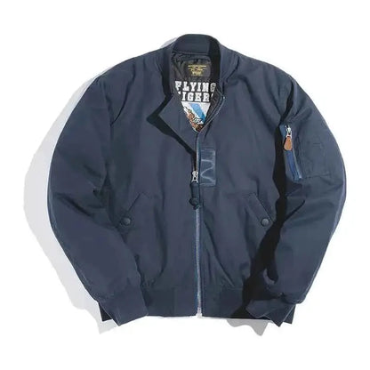 Maden Retro MA1 Bomber Jacket Thickened Splicing Baseball Flight Coat With Inner Pocket Mens Winter Cotton Padded Coat