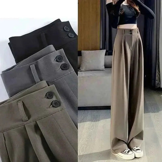Women Wide Leg Straight Suit Pants For Office Wear Professional Trousers TeenStylo