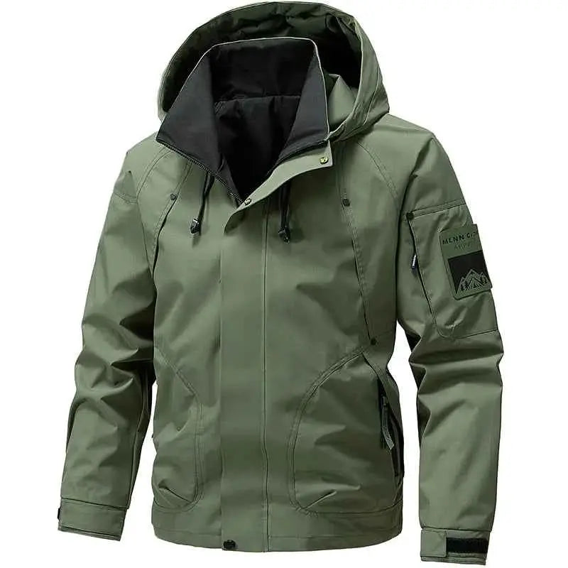 Waterproof Softshell Jacket For Men Hooded Zip Up Windbreaker Outdoor Coat Lightweight For Hiking And Camping