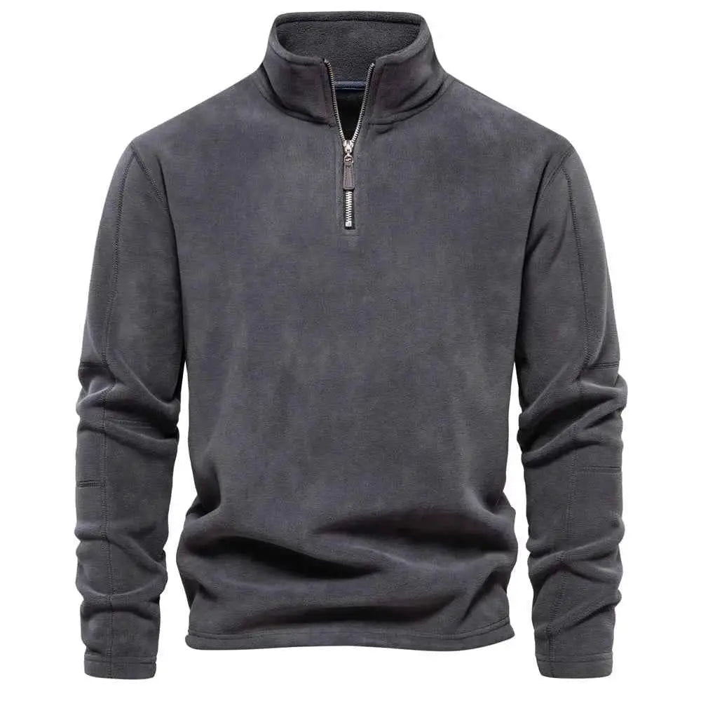 Mens Thick Warm Fleece Jacket Zipper Neck Stand Collar Soft Shell Sweatshirt Coat
