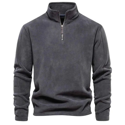 Mens Thick Warm Fleece Jacket Zipper Neck Stand Collar Soft Shell Sweatshirt Coat