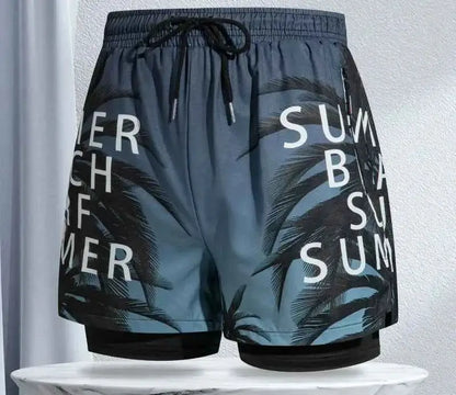 Mens Swim Trunks With Lining Anti Embarrassment Double Layer Beach Shorts Sizes L To 4XL