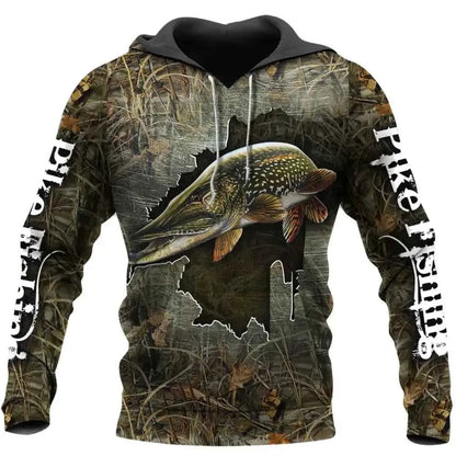 Mens Carp Fishing 3D Printed Harajuku Sweatshirt Unisex Casual Pullover Hoodie Style