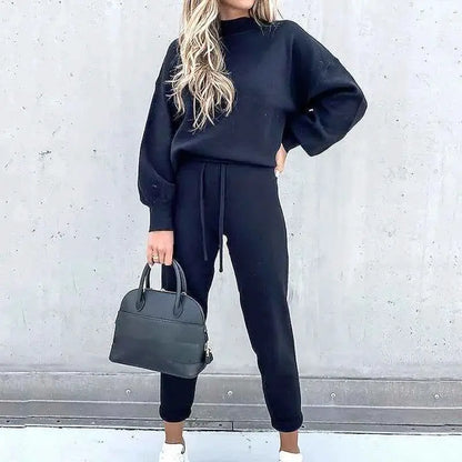 Women Fleece Lined Tracksuit Set High Collar Hoodie Sweatshirt Jogger Winter Sportswear TeenStylo
