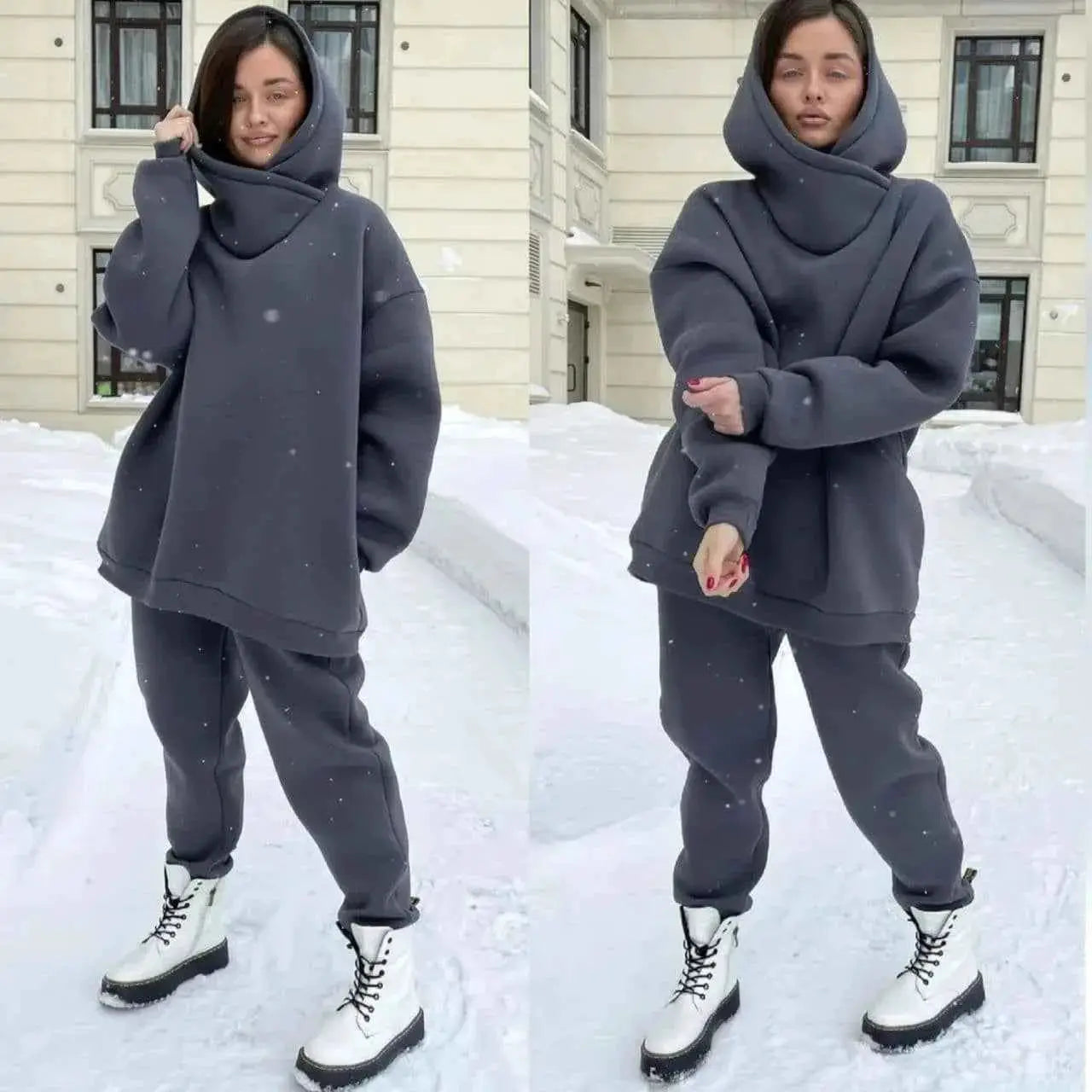 Women's Winter Two Piece Tracksuit Set Hooded Sweatshirt And Sweatpants | TeenStylo — TeenStylo