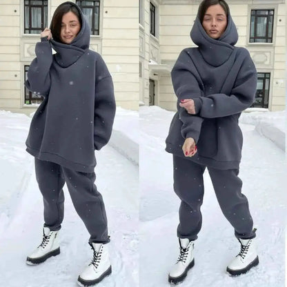 Women's Winter Two Piece Tracksuit Set Hooded Sweatshirt And Sweatpants | TeenStylo — TeenStylo