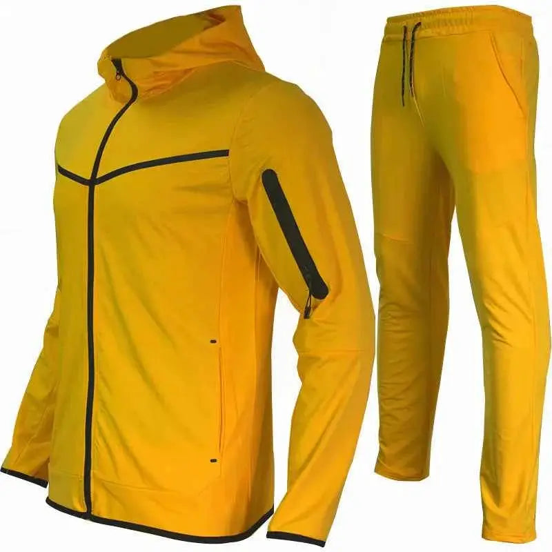 2024 Men Tracksuit 2 Piece Set Black Sportswear Jogging Suit Techwear Polyester Designer Style New Brand