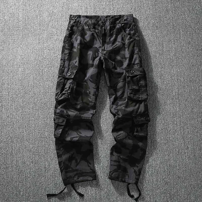 Men's Tactical Cargo Pants Camo Loose Fit Straight Leg Casual Sportswear Trousers