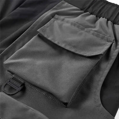Summer Cargo Shorts Black Techwear Patchwork Streetwear Functional Bottoms For Men