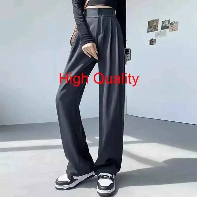 Women Wide Leg Straight Suit Pants For Office Wear Professional Trousers TeenStylo