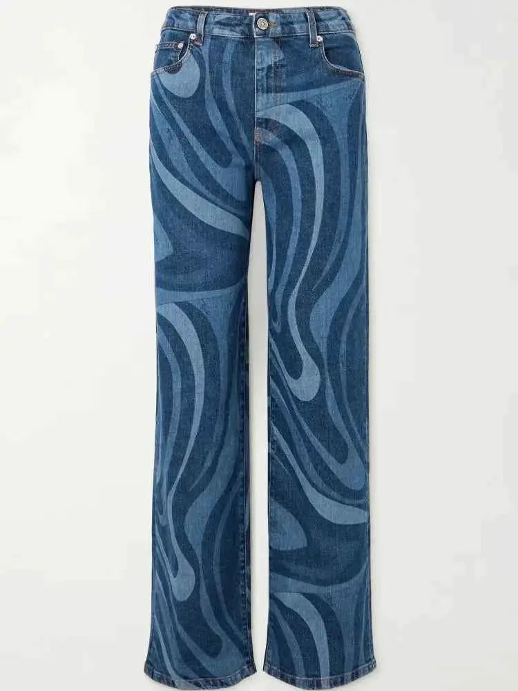 Women High Waist Wide Leg Denim Jeans Trousers Shiny Straight Long Pants Casual 2025 Autumn Winter