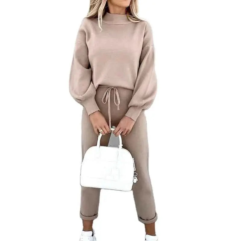 Women Fleece Lined Tracksuit Set High Collar Hoodie Sweatshirt Jogger Winter Sportswear TeenStylo