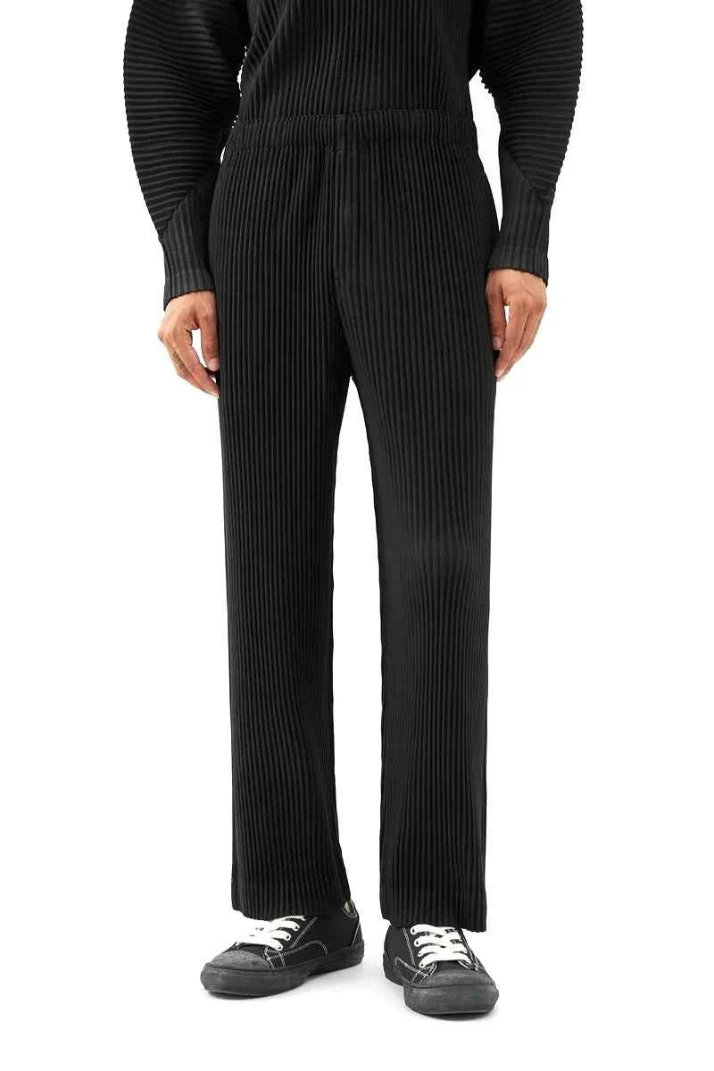 Miyake Pleated Mens Trousers Baggy Straight Fit Casual Japanese Style Pants High Quality Fabric