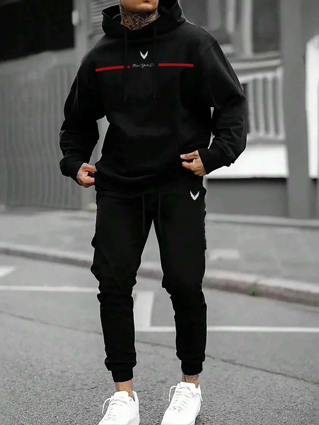 Autumn Winter Hooded Tracksuit Set For Men And Women With Drawstring Pullover Comfortable Casual Fashion Daily Wear