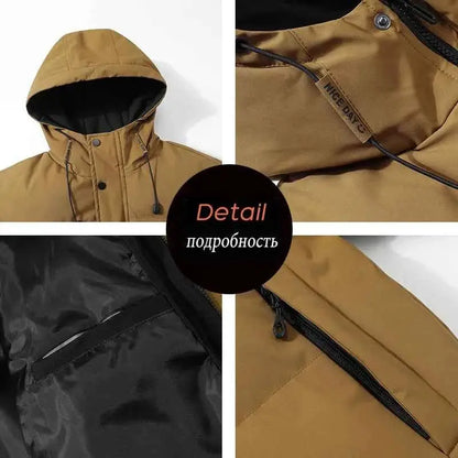 Winter Men Waterproof Windproof Puffer Hooded Jacket Outdoor Thick Casual Parka Fashion Coat