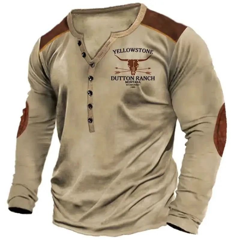 Vintage Mens Long Sleeve T Shirt Streetwear Retro Harajuku Graphic Print 3D Tee Oversized Top