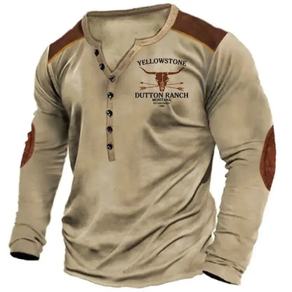 Vintage Mens Long Sleeve T Shirt Streetwear Retro Harajuku Graphic Print 3D Tee Oversized Top