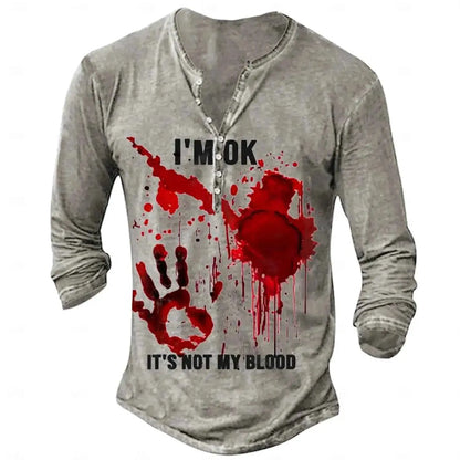 Vintage Mens Long Sleeve T Shirt Graphic Tee 3D Print Oversized Fall Casual Wear