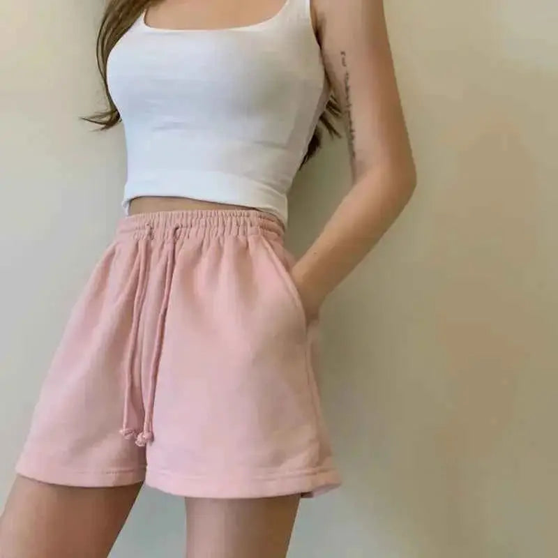 Women Shorts Solid Cozy Casual Loose Fit Breathable Streetwear Wide Leg Bottoms For Summer Teens
