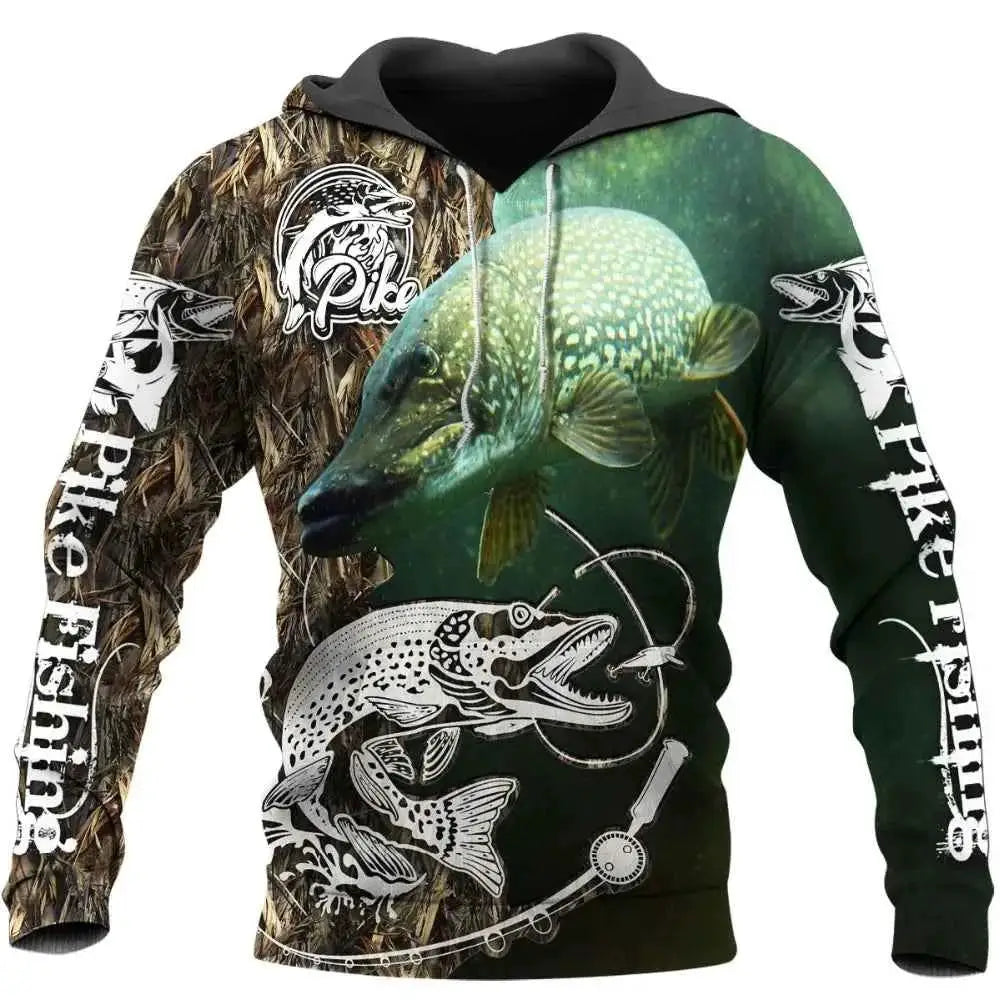 Mens Carp Fishing 3D Printed Harajuku Sweatshirt Unisex Casual Pullover Hoodie Style