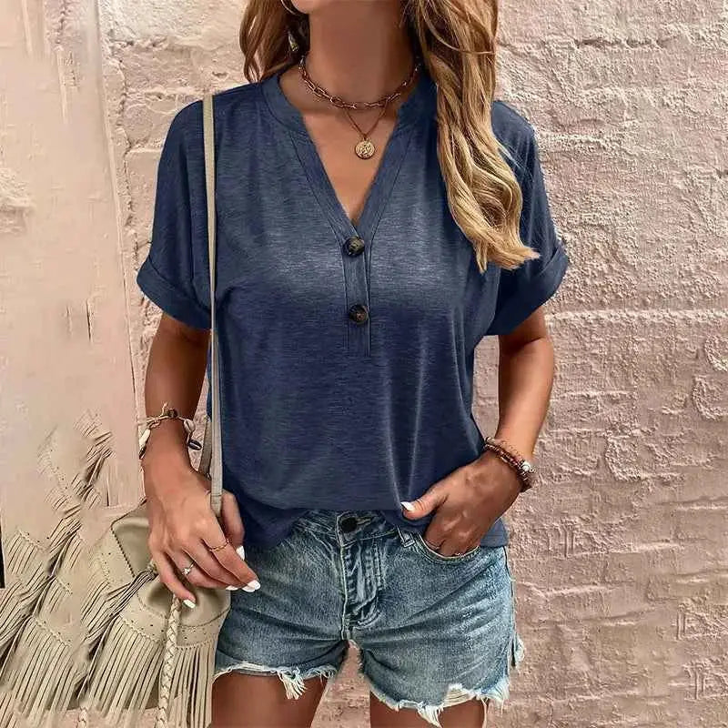 Solid Color Casual Loose T Shirt For Women 2025 Summer Vintage Oversized Short Sleeve Tee Streetwear Top