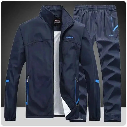 Casual Mens Tracksuit Set Two Piece Jacket And Sweatpants Zipper Hoodie Joggers Suit For Spring And Autumn