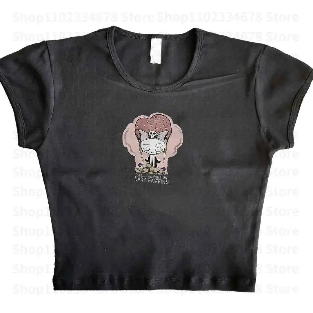 Aesthetic Summer Streetwear Gothic Harajuku Star Graphic T Shirt Vintage Crop Top Women Egirl Y2K Clothes