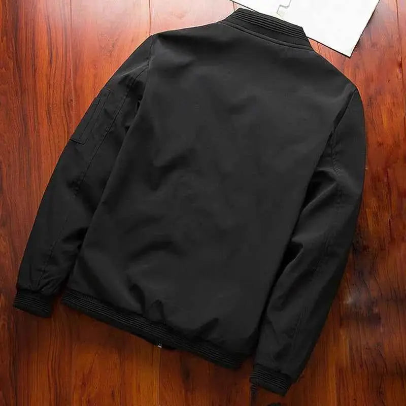 Mens Slim Fit Baseball Style Bomber Jacket Windbreaker With Zip Long Sleeve Outerwear Brand Clothing