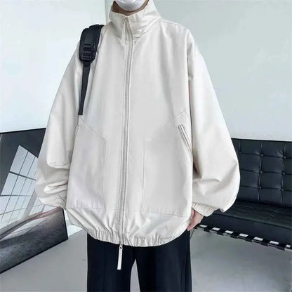 Mens Hooded Jacket Bomber Windbreaker Zipper Coat For Spring And Autumn Loose Cargo Casual Sportswear