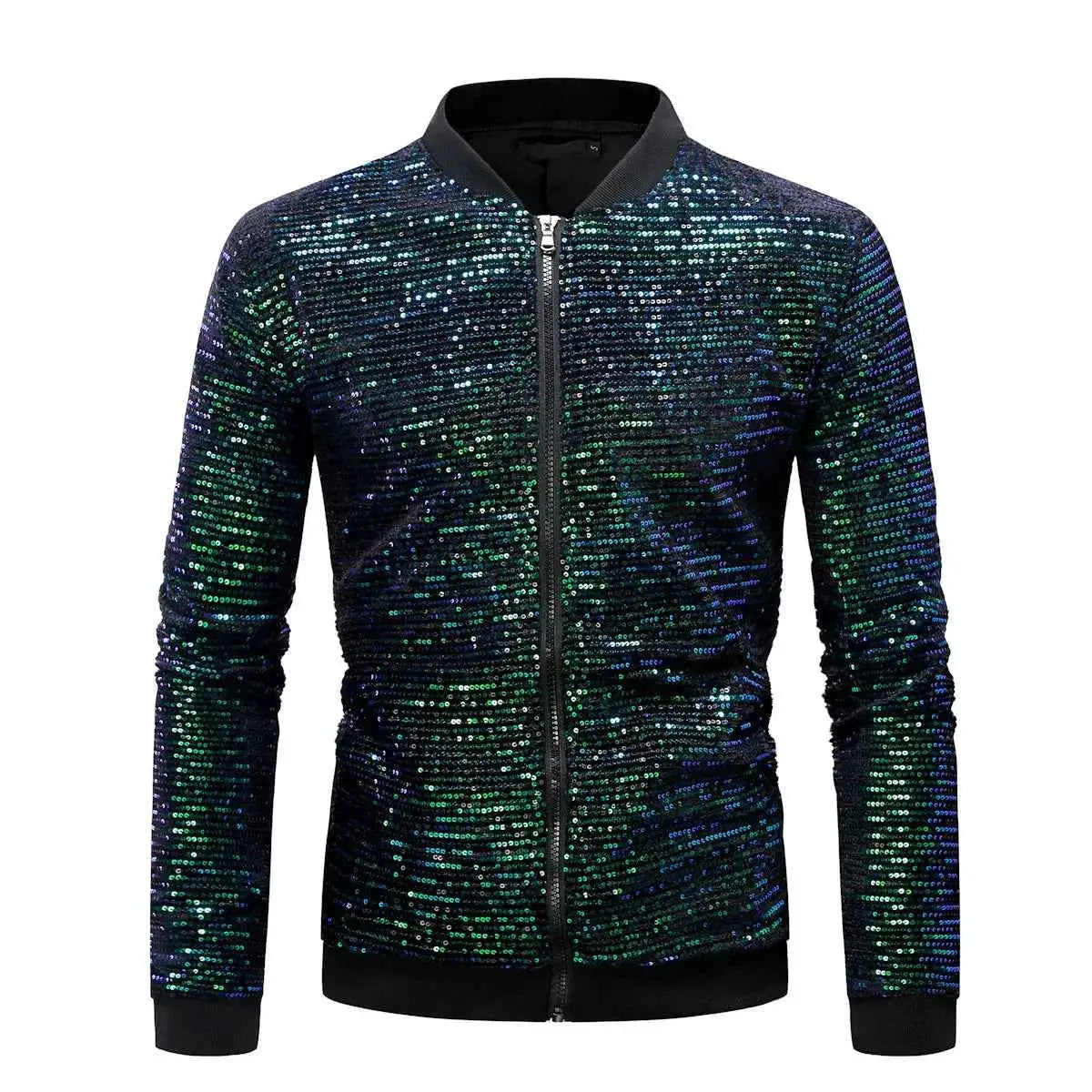 Green Sequin Decoration Jacket For Men Longline Style Elegant Formal Party Wear By TeenStylo