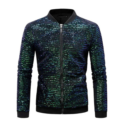 Green Sequin Decoration Jacket For Men Longline Style Elegant Formal Party Wear By TeenStylo