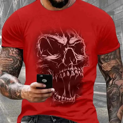 Mens T Shirt For Men Skull Graphic Horror Print Tops Short Sleeve Fashion Casual Oversized Tee Street Clothing