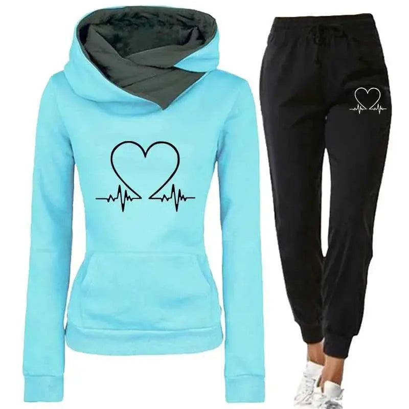 Womens Tracksuit Two Piece Set Winter Warm Hoodies And Pants Sweatshirts Jogging Outfit Sportswear