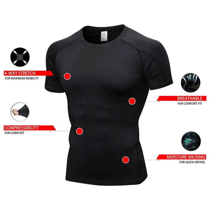 Men Quick Dry Compression Shirt For Workout Athletes Base Layer Undershirt For Running Basketball Training