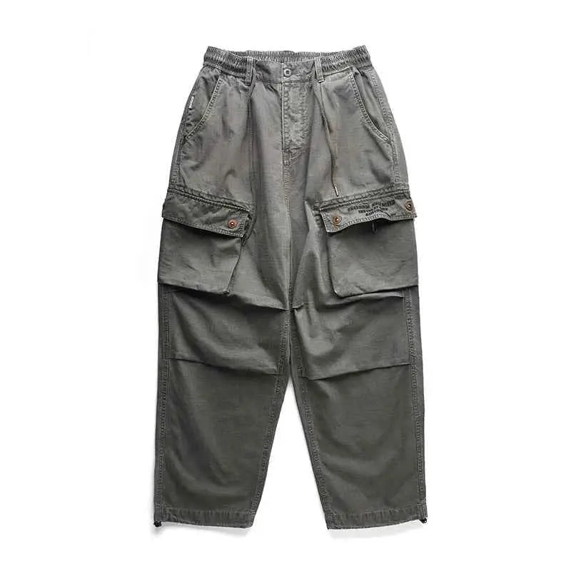Men's Streetwear Cargo Pants Harajuku Style Japanese High Quality Vintage Tactical Straight Leg Trousers