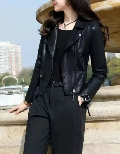 Fall New Style Slim Fit Zipper Embroidered Suede Jacket For Women Short Style Leather Coat
