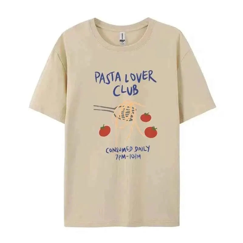 Women Retro Graphic Tee Fruit Print Crew Neck Short Sleeve T Shirt Unisex Oversized Harajuku Y2K Streetwear