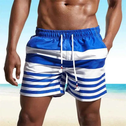 Colorful Stripe Pattern Beach Shorts For Men With Color Stitching 3D Printed Swim Trunks Hawaii Board Shorts