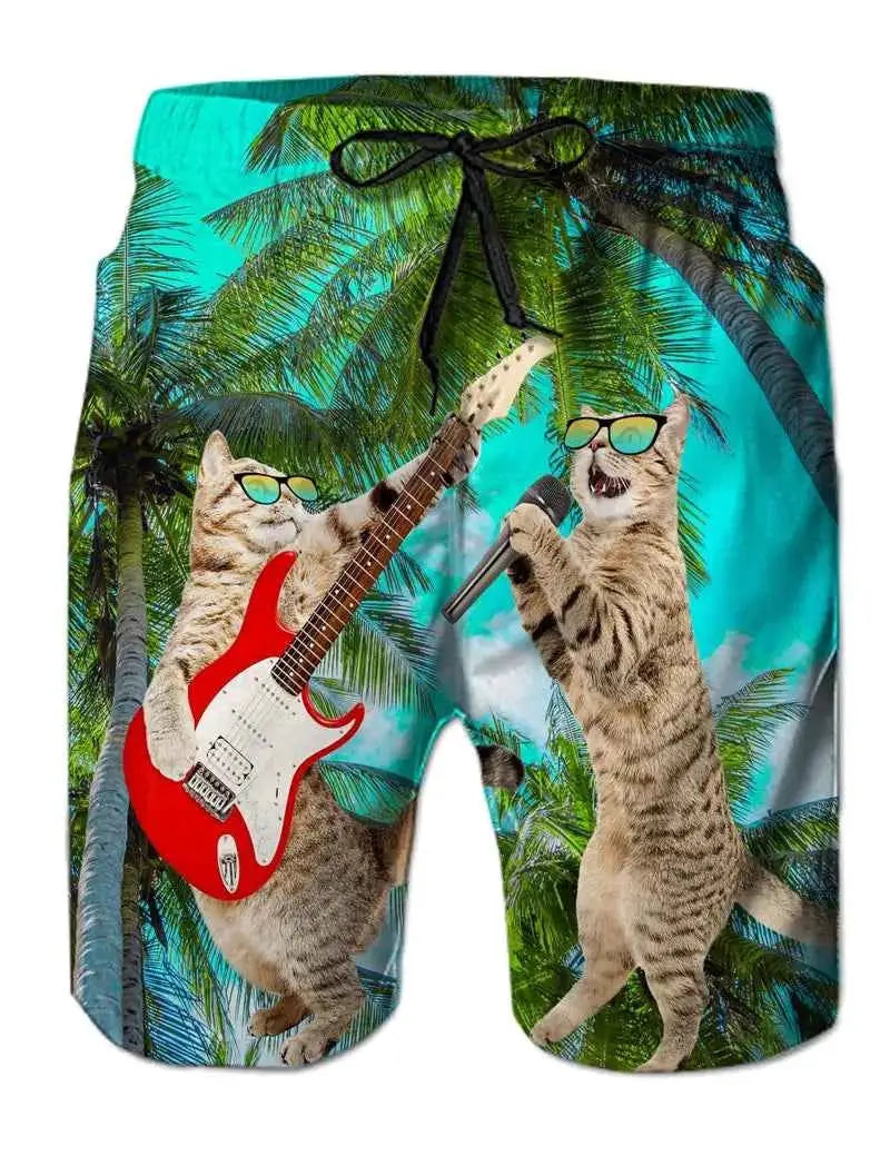 Funny Animal Dinosaur Beach Shorts For Men 3D Printed Surf Board Shorts Summer Hawaii Swim Trunks