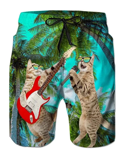 Funny Animal Dinosaur Beach Shorts For Men 3D Printed Surf Board Shorts Summer Hawaii Swim Trunks