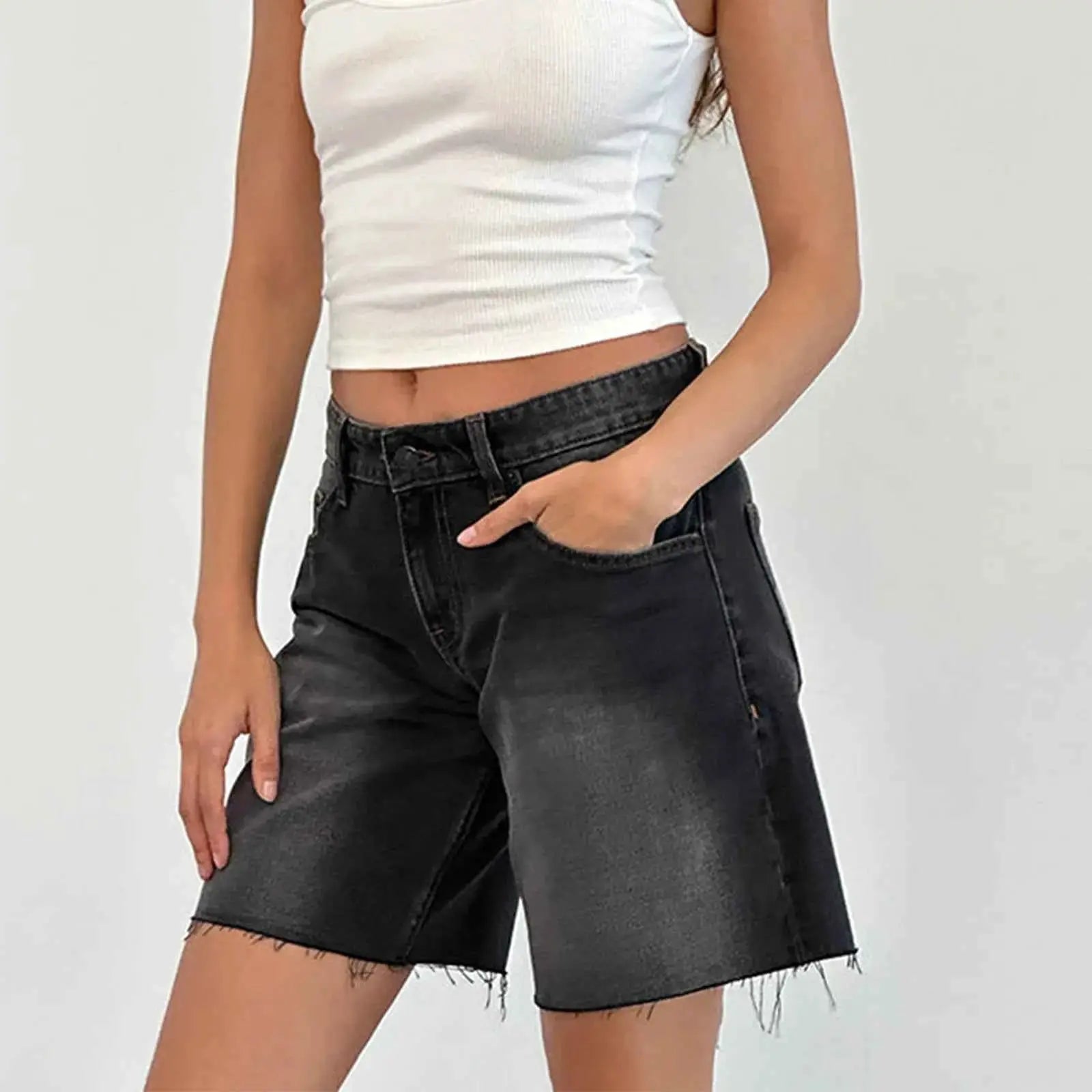 Women Y2K Carpenter Denim Shorts High Rise Baggy Wide Leg Jorts Prewashed Bermuda Vintage Cowgirl Jeans