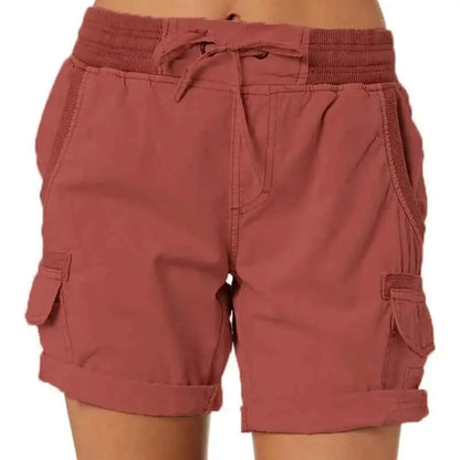 Womens Cargo Shorts High Waisted Elastic Waist Cotton Blend Casual Summer Bottoms Lightweight Breathable Everyday Wear