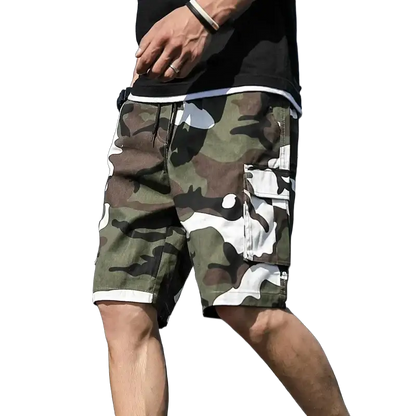 Men's Camouflage Cargo Shorts With Drawstring And Multi Pockets For Casual Outdoor Fashion In Multiple Colors