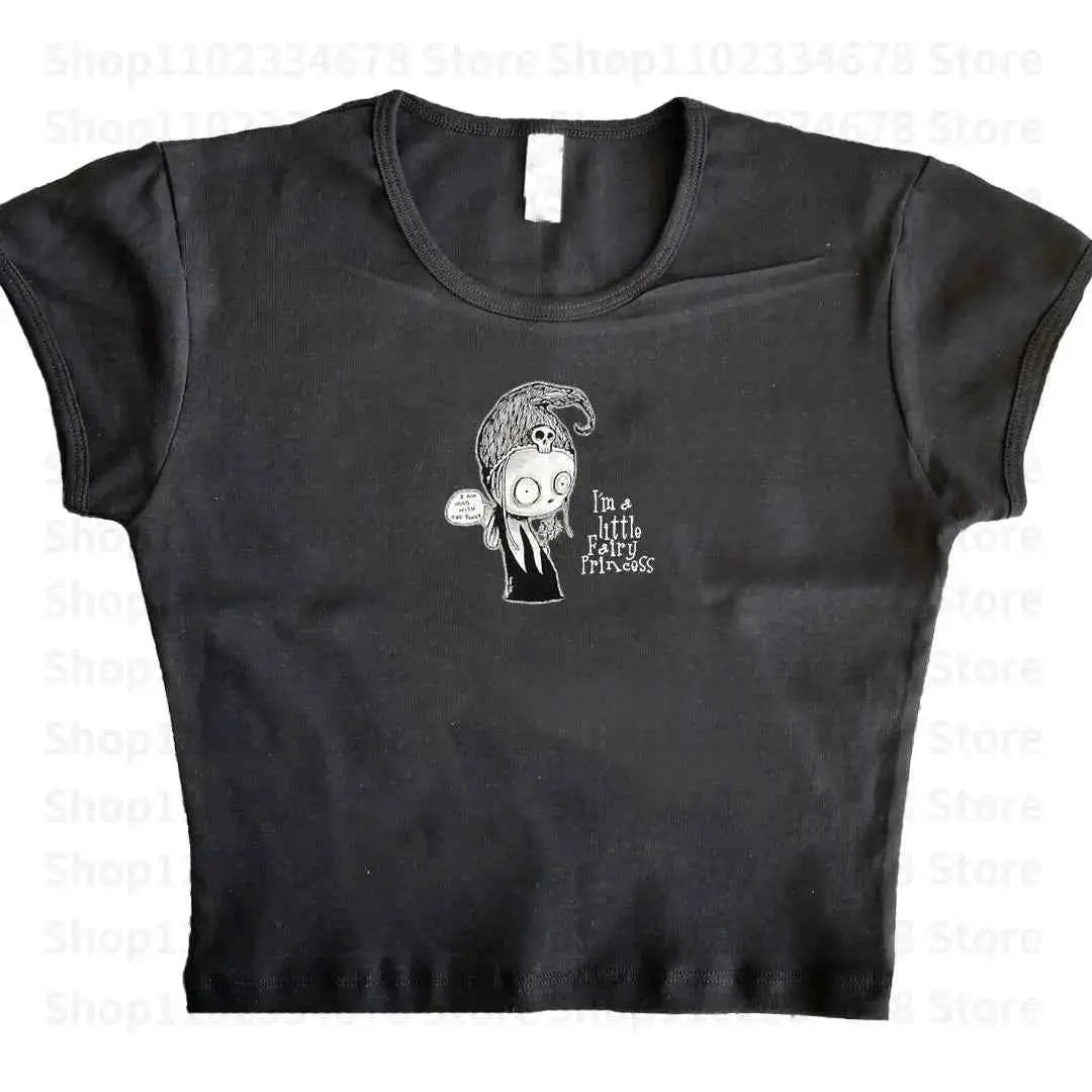 Aesthetic Summer Streetwear Gothic Harajuku Star Graphic T Shirt Vintage Crop Top Women Egirl Y2K Clothes