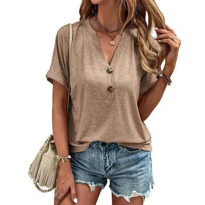 Solid Color Casual Loose T Shirt For Women 2025 Summer Vintage Oversized Short Sleeve Tee Streetwear Top