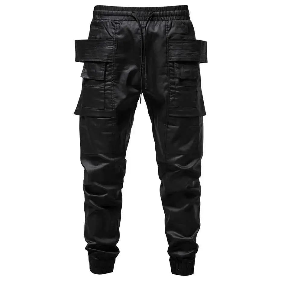 Punk Pants Black Techwear Cargo Joggers For Men With Multi Pockets Harajuku Hip Hop Streetwear Trousers