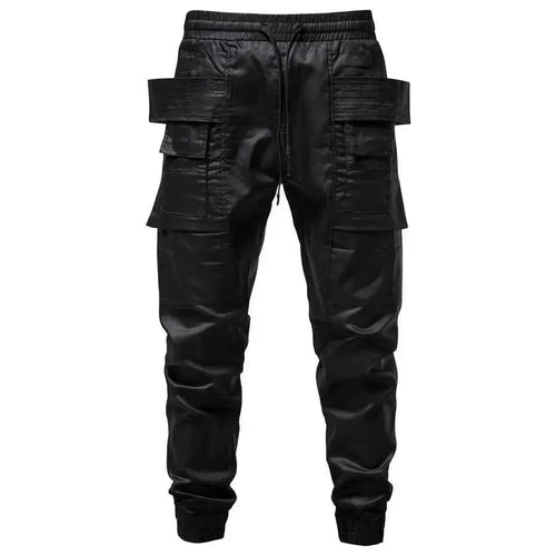 Punk Pants Black Techwear Cargo Joggers For Men With Multi Pockets Harajuku Hip Hop Streetwear Trousers