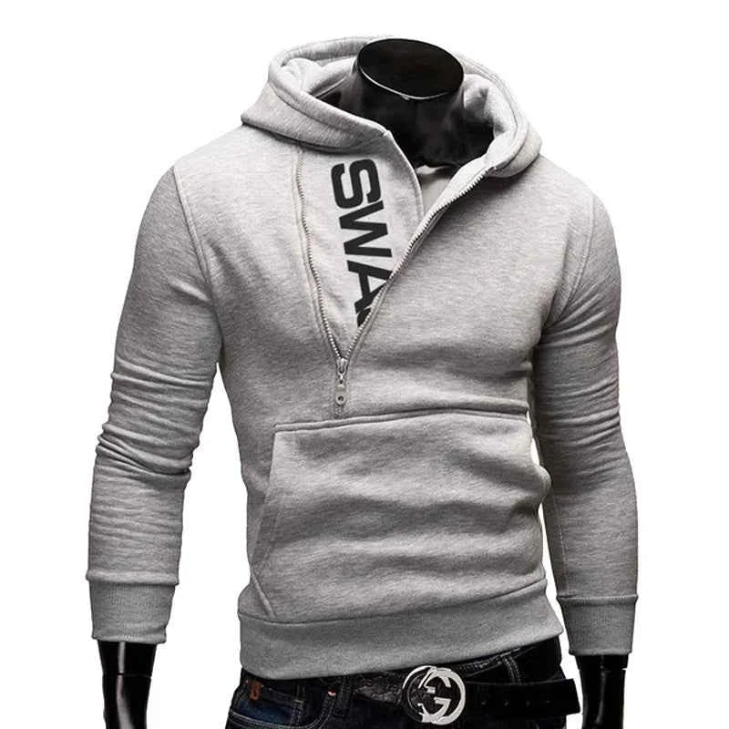 Mens Hooded Sweatshirt Pullover Casual Long Sleeve Jacket Available In Red Blue Grey Black Sizes S Through 4XL