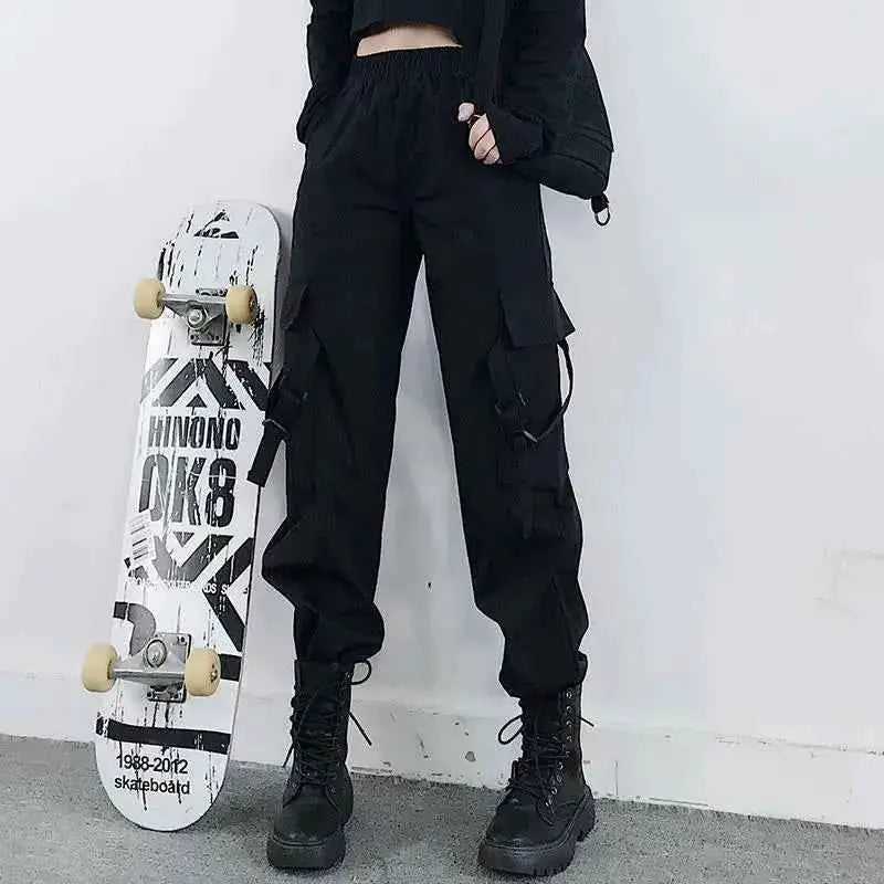 Cargo Pants Women Men 2023 Fashion Punk Jogger Trousers Harajuku Streetwear Ankle Length Oversized Harem Pants